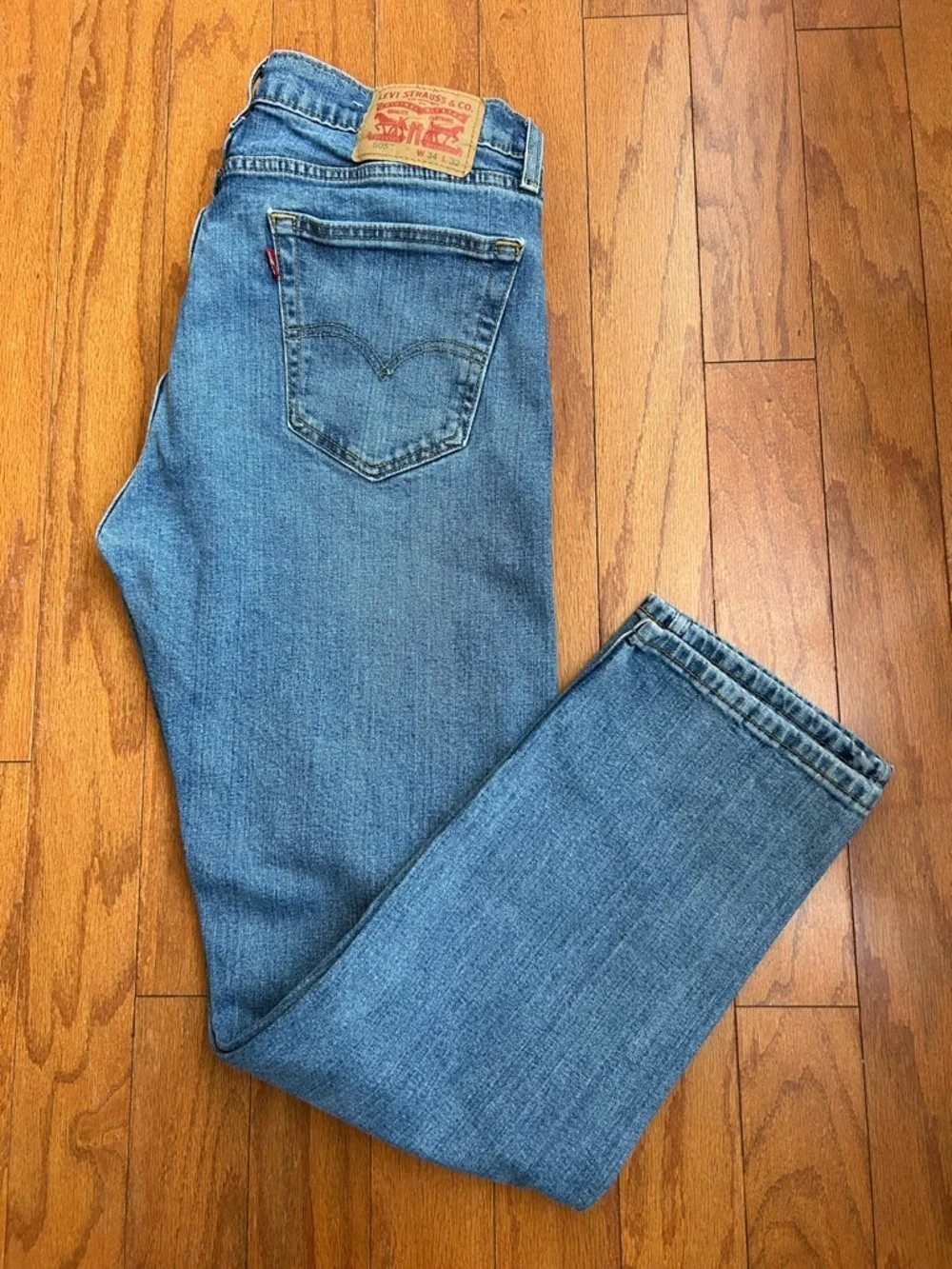 Levi's Blue Denim Jeans with Tan Leather Patch
